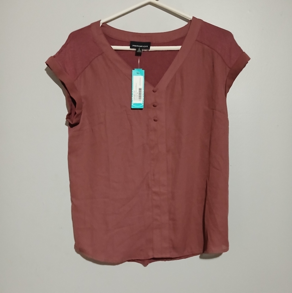Fortune + Ivy NWT Deep Purple Pullover Blouse. Size Medium